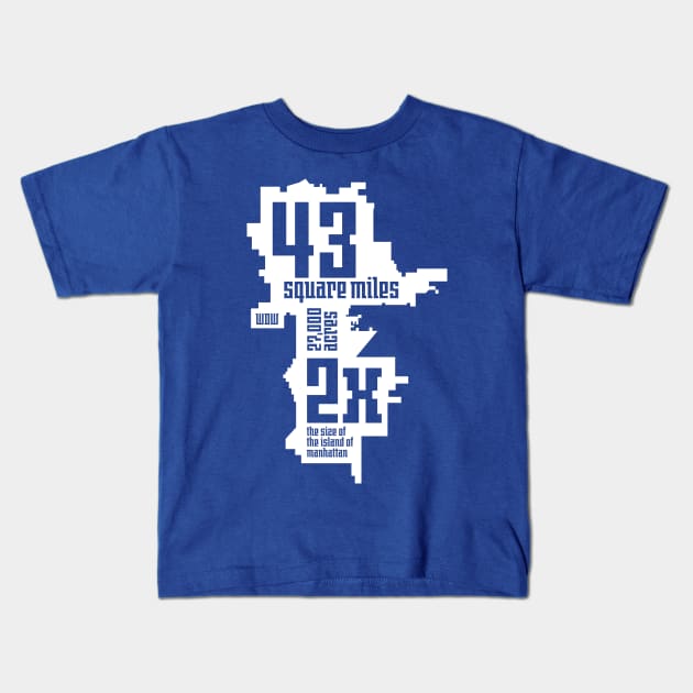 43 Square Miles Kids T-Shirt by GoAwayGreen